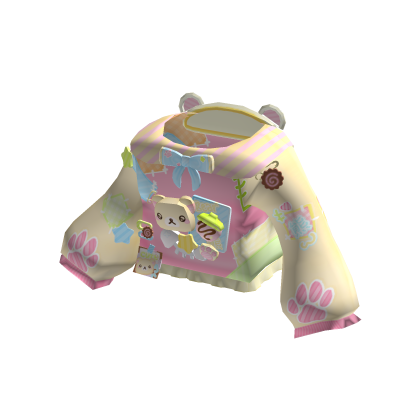 ♡ kawaii patchwork decora tan bear sweater thumbnail