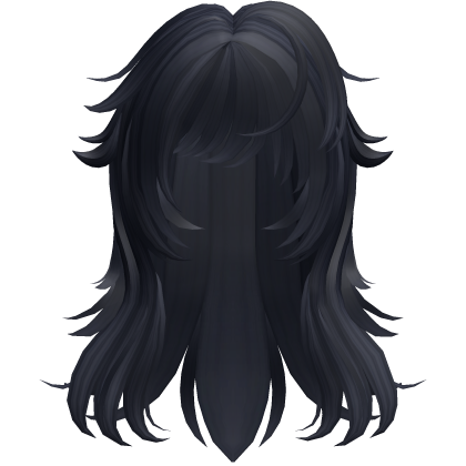 fluffy layered wolfcut in dark blue Roblox item