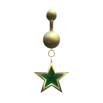 Gold Star Belly Button Piercing w/ Green Gem (3.0)