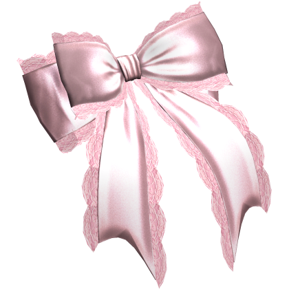 Dolly Silk Ribbon Bow /w Lace Trim (Pink)