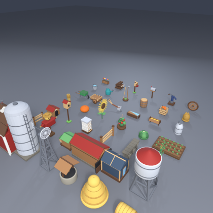 Low Poly Farm Barn Silo Windmill Tractor x42 preview 5