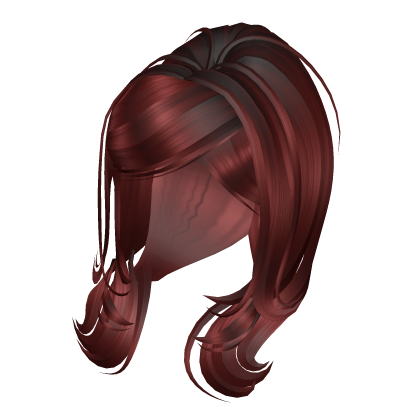 smooth side swept ponytail hair dark red  Roblox item