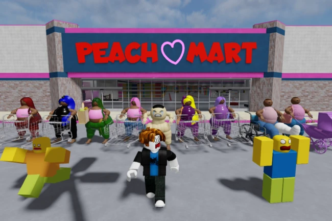 SURVIVE LOVELY PEACHES SHOPPERS IN PEACH MART UD Play On Roblox NoFilter