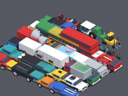 Low Poly City Mega Bundle Vehicles Buildings x214 preview 4
