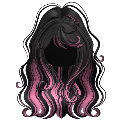 Fluffy Curly Ponytail Black & Pink Roblox item