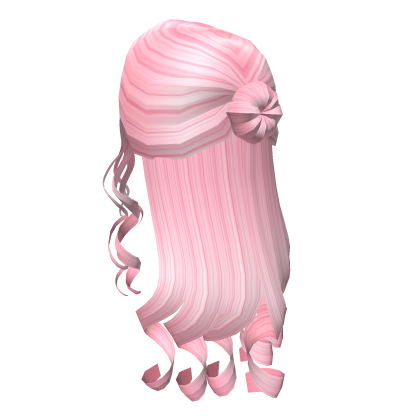 Pink Long Curly Hair With a Bun Roblox item