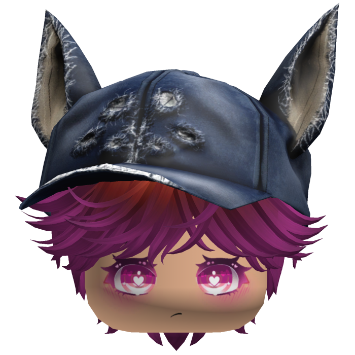 Cute Pink and Red Male hair with a Y2K cat hat