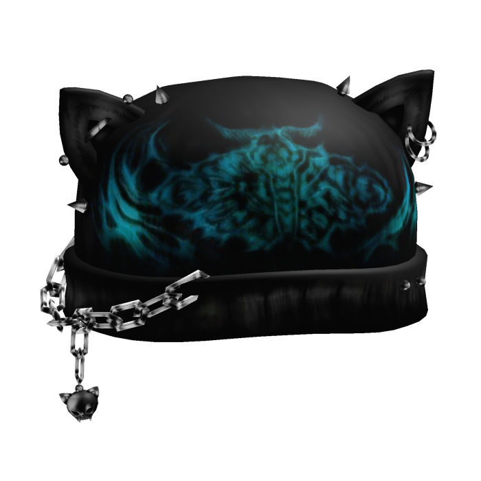 Black Glowing Blue Cute Cat Grunge Spiky Beanie