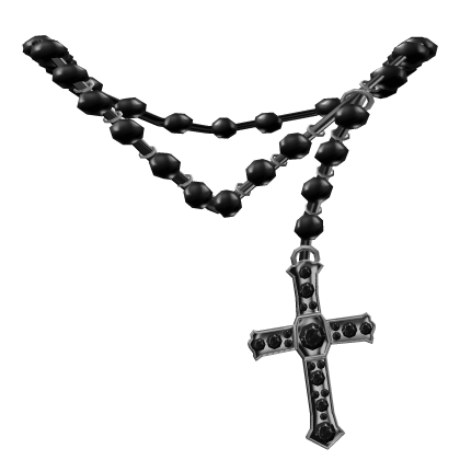 1.0 grunge black and white cross rosary necklace