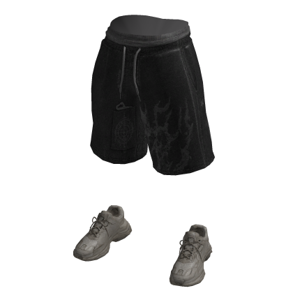 Distressed Cross Shorts w/ Sneakers