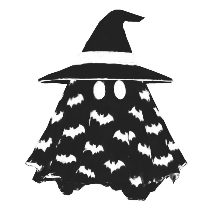 Black Ghost Halloween Witch Hat With white Bats