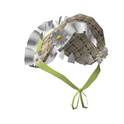 flower Straw hat green (small)