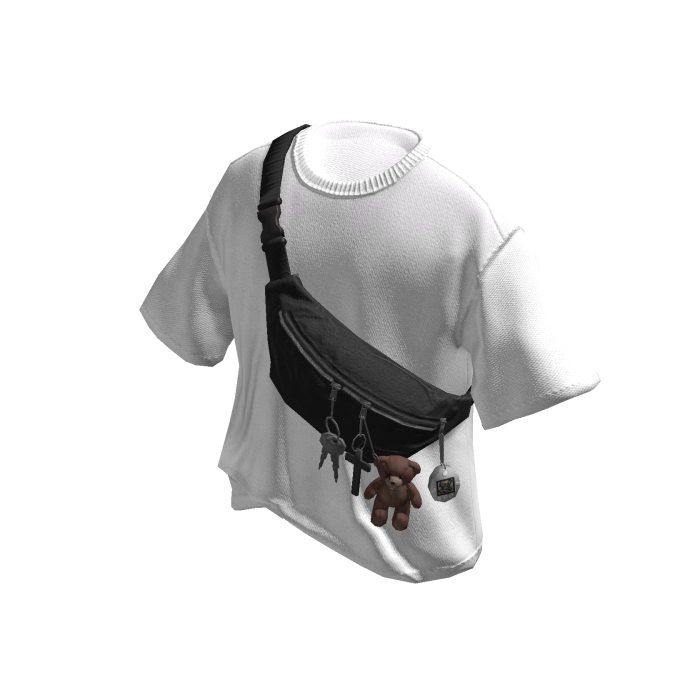 White sweater with black crossbody bag