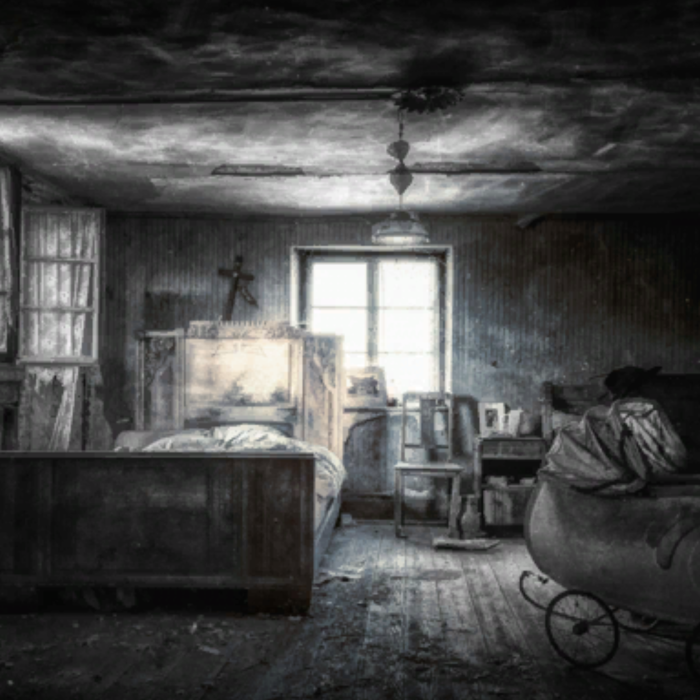 Dark creepy haunted bedroom