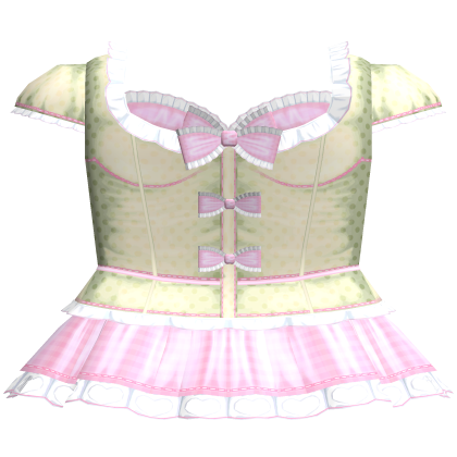 Adorable Plaid and Dotted Ruffled Dress Pink Green thumbnail