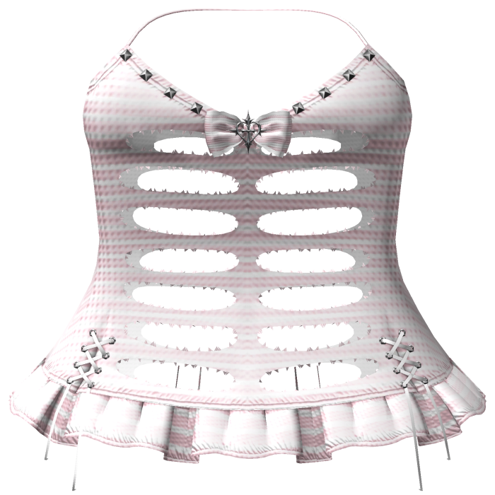 cute ripped pink & white striped emo dress 3.0