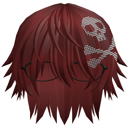 Emo Vkei Moe Boy Hair w Skull + Glasses Red