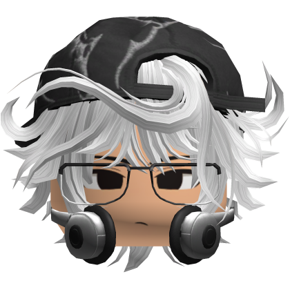 Grunge Moe White Wavy Hair /w Hat & Glasses