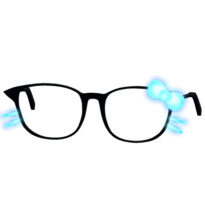 GLOW] Glowing Blue Kitty Bow Black Glasses