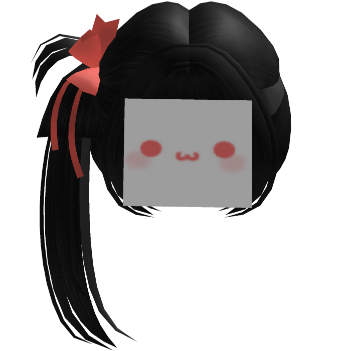 kawaii cute paper face side ponytail (black)