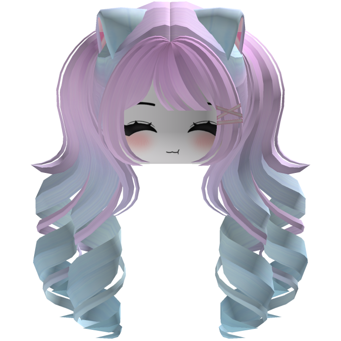 Cute hair emo Y2K cat-ear braids (pink-blue)