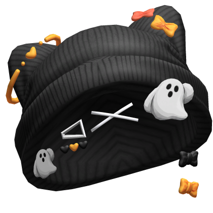 Spooky Ghosts Halloween Beanie w/ Hairclips