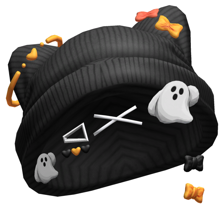 Spooky Ghosts Halloween Beanie w/ Hairclips