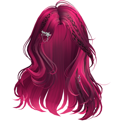 Pink Leopard Romantic Wavy Hair w/ Star Hairpins Roblox item