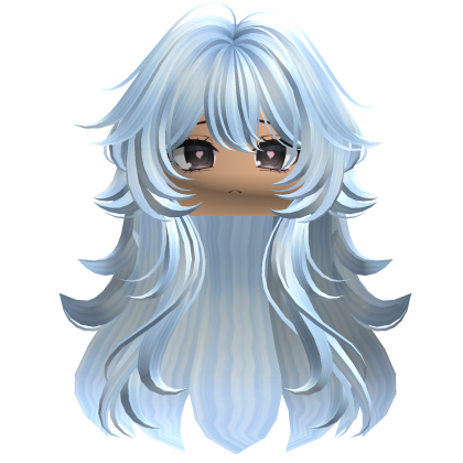Super Fluffy Wavy Anime Hair w/ Face (Blue) Roblox item