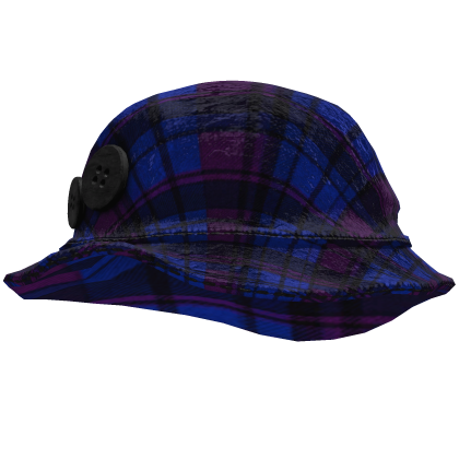 Blue And Purple Plaid Button Pin Hat