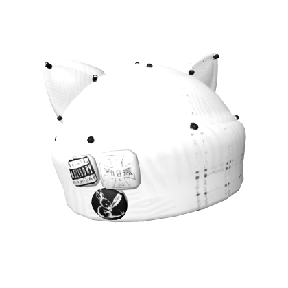 White riot patchwork cat beanie