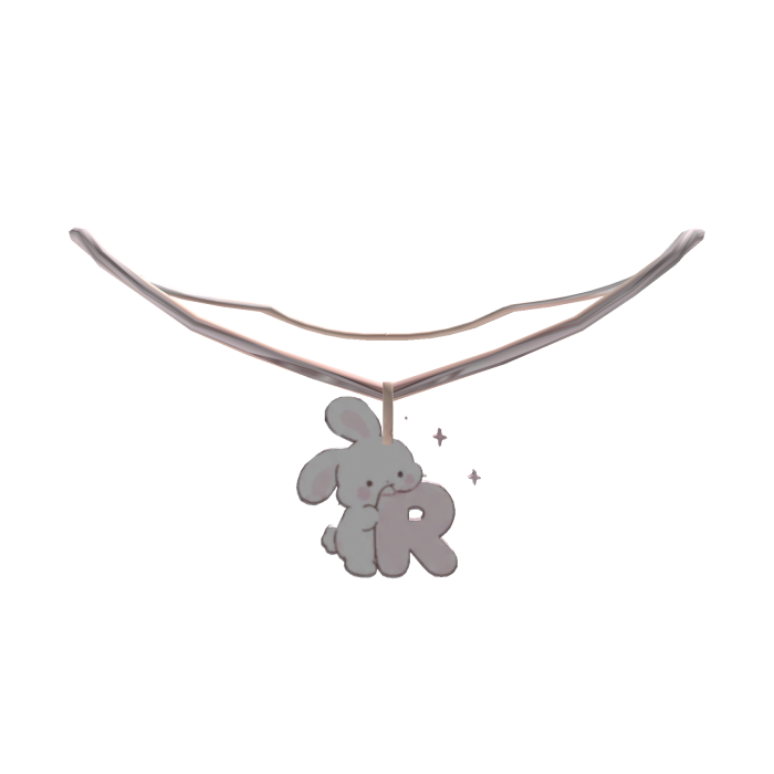 cute r pink bunny initial necklace 1.0