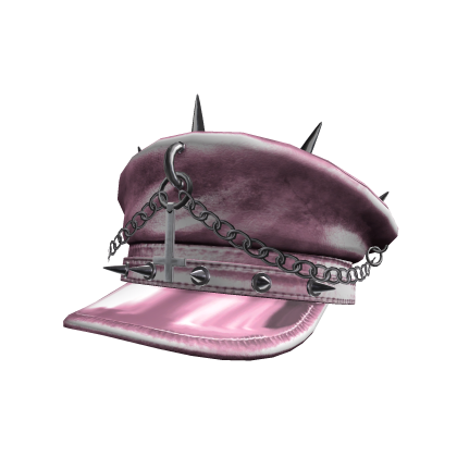Goth Spiked Cross Chain Captain Hat Pink Roblox item