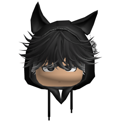 Cute Emo Boy w Cat Hood (Black n White) thumbnail
