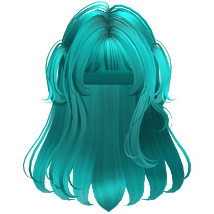 Teal soft layered hime hair Roblox item