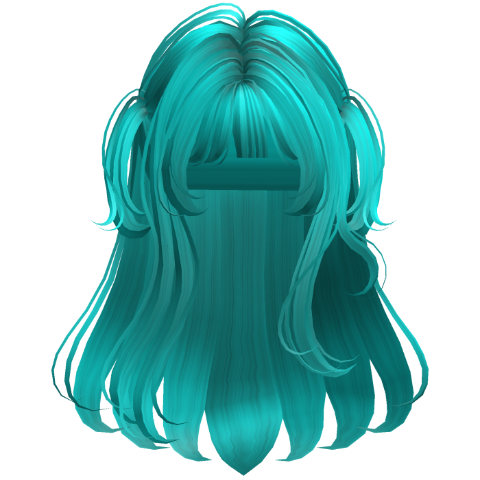 Teal soft layered hime hair