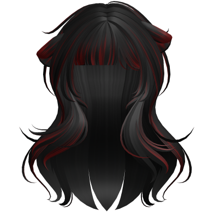 Red&Black Kawaii Wavy Shy Cat Girl Hair Roblox item