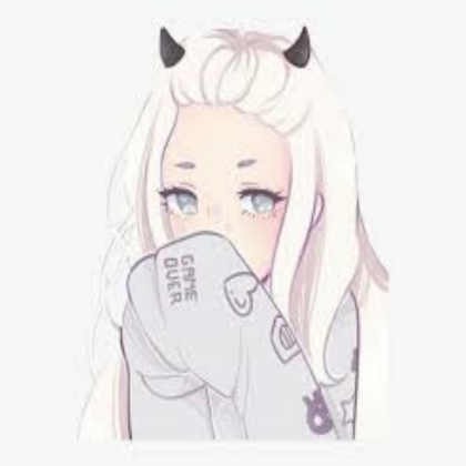 Kawaii Demon Girl (White Hair) Roblox decal