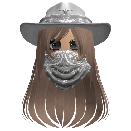 White Cowgirl Hat with Mask + Neck Scarf