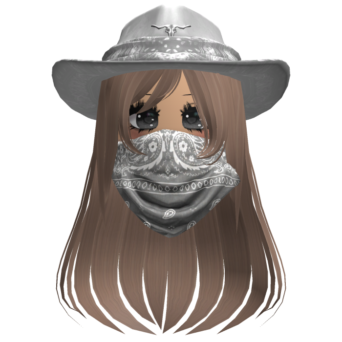 White Cowgirl Hat with Mask + Neck Scarf