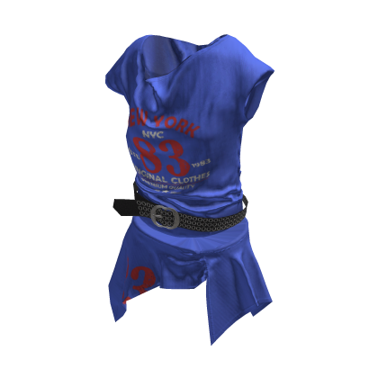 💜 Layered Belt Off-Shoulder Top_Blue thumbnail