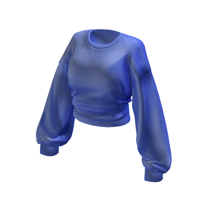 Blue Cropped Long Sleeve Baggy Sweater