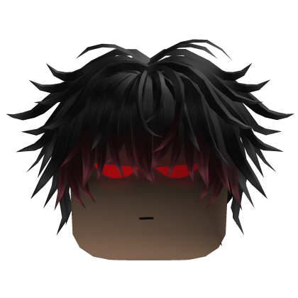 Messy Anime Hair w/ Glowing Eyes (Black)