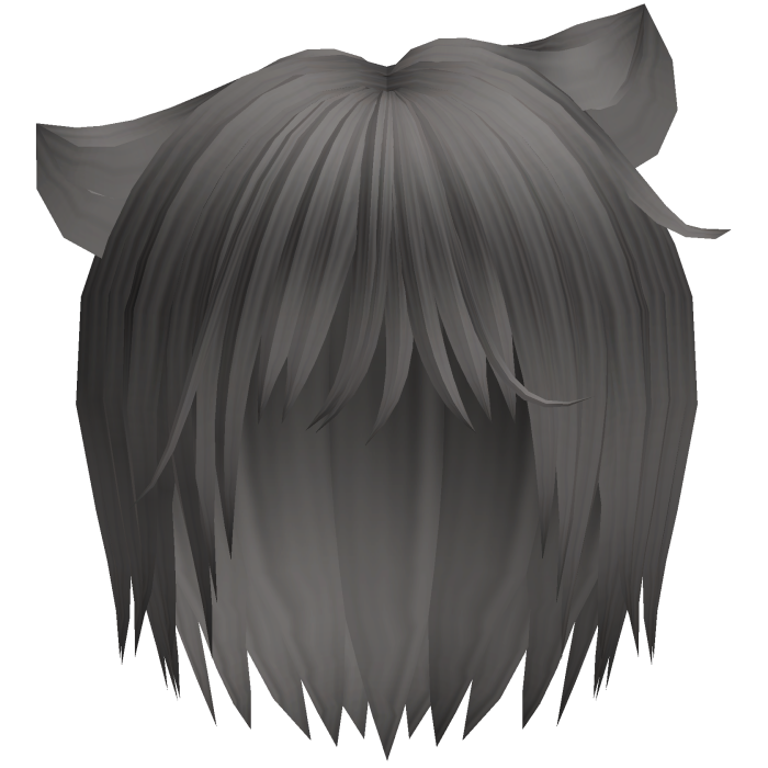 messy cute emo vkei catboy hair in grey