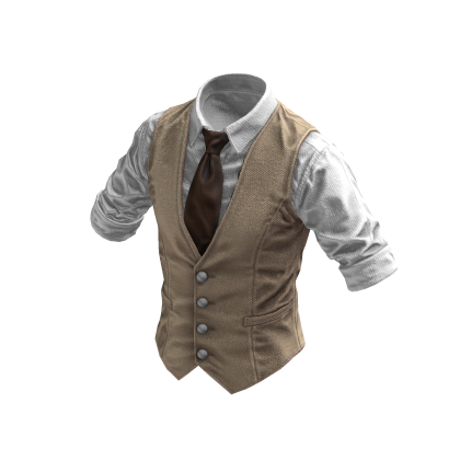 Formal Smart Suit Vest Tie Rolled Up Sleeves Brown