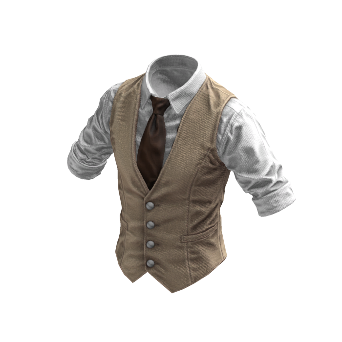 Formal Smart Suit Vest Tie Rolled Up Sleeves Brown