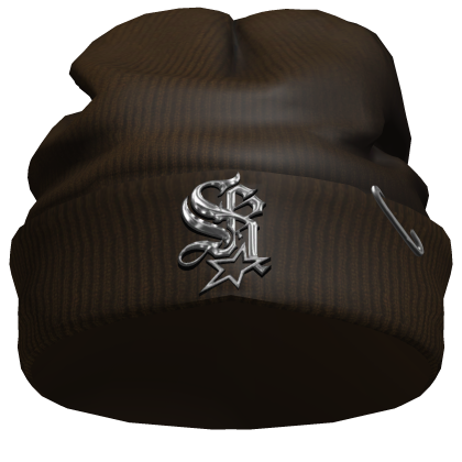 Y2k Brown Emo Distressed Beanie With Hair Pin