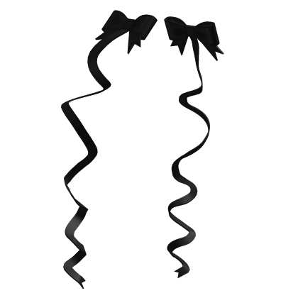 ♡꒰ hair bow black curly ribbon add on  Roblox item