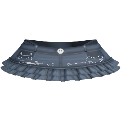 short denim cutie mini skirt kaomojis 