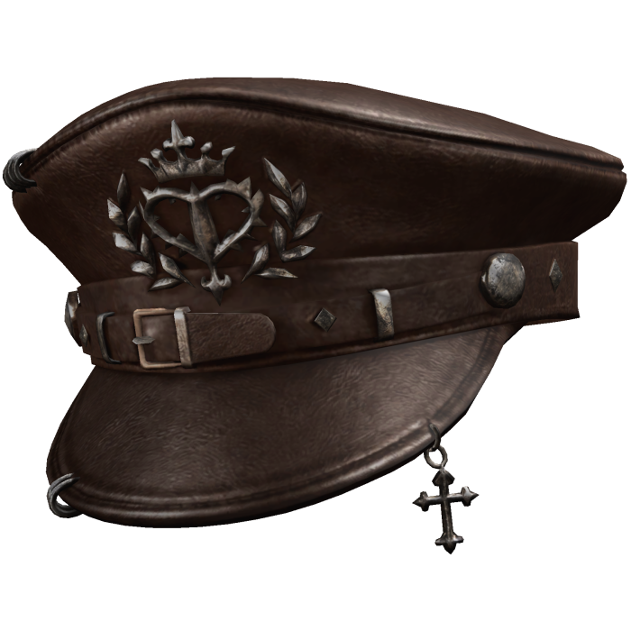 Brown Gothic Emo Captain Hat W Cross